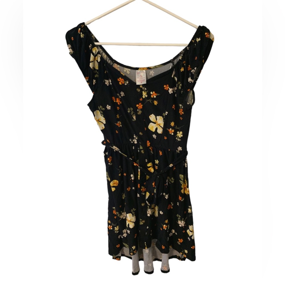 Size M black floral dress.